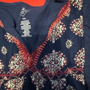 Embroidered Navy Top